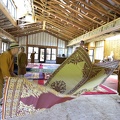Laying rugs in the Reception Hall