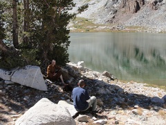 Sāmaṇera Suddhiko and Anagārika Hector at an alpine lake