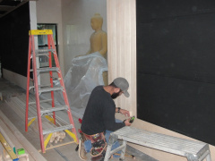 Acoustic panels being installed