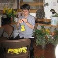 Preparing the flowers with great focus