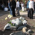 Flowers and guests dispersed throughout the monastery