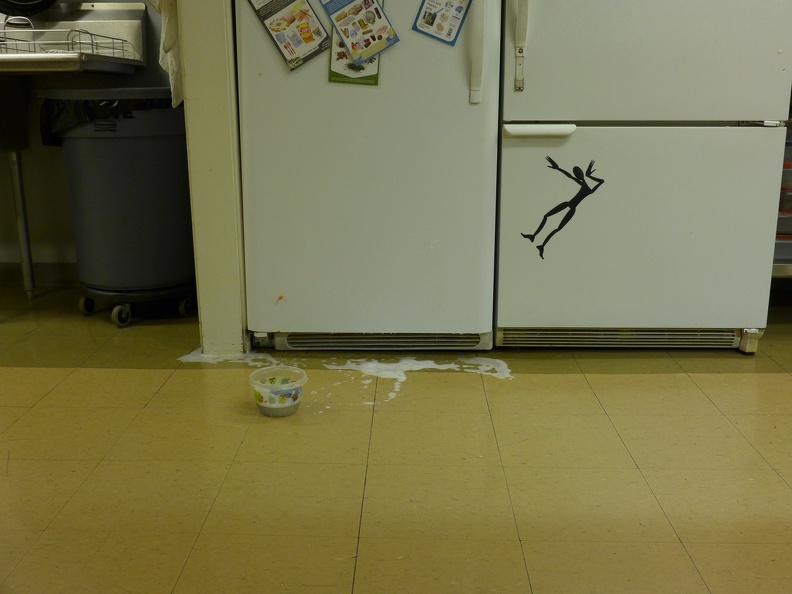 Meanwhile, community members protect the fridge from ants
