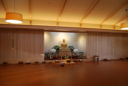 Meditation Hall set-up for ceremonies to consecrate the Buddha image