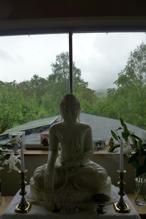 Marble Buddha image in main shrine room
