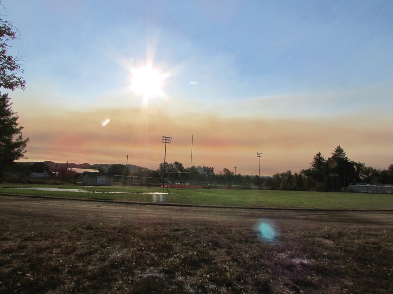 Smoke and haze from Willits High School
