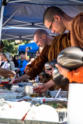 Monks in the food line