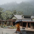The monastery's cloister area during a rain in early February, when many parts of California saw record rainfall.