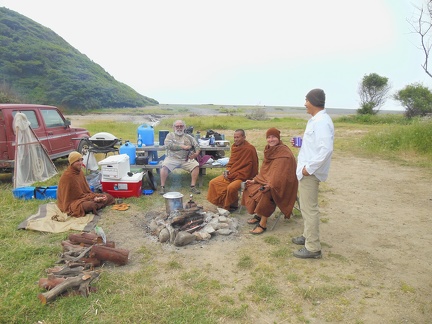Dave Rupe, Abhayagiri's "water guy" since its inception, met the monks at Usal campground and offered hot water for baths and tea, good conversation and the meal prior to their departure for The Lost Coast. 