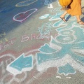 Surprise chalk street art exhibit at the peak of Branscomb Rd.